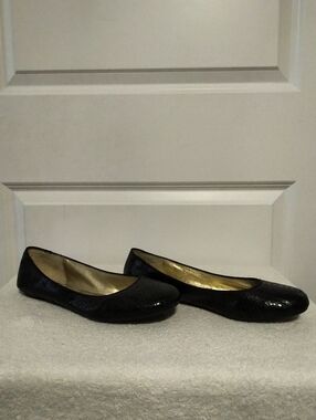 S.E. Boutique Sam Edelman Black Ballet Flats with Snakeskin Texture